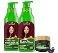 Herbishh Ammonia-Free Hair Colour Shampoo for Grey Hair, Grape Red, 500 ml Pack of 2 with Argan Intense Hair Mask 150 g | 3-in-1 Hair Dye Shampoo Colours, Cleanses & Conditions, Long-Lasting Colour