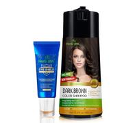 Herbishh Dark Brown 3 in 1 Hair Dye Shampoo 400 ML PPD Free + Hair Color Stain Protector - Dye Shield or Defender for Skin