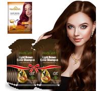 Herbishh Hair Color Shampoo 10 Sachet +1 Argan Hair Mask Pouch | 3 in 1 Hair Dye | PPD Free | Easy to Use | Available in 6 Colors | Long Lasting Hair Color (Light Brown)