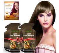 Herbishh Hair Color Shampoo 10 Sachet +1 Argan Hair Mask Pouch | 3 in 1 Hair Dye | PPD Free | Easy to Use | Available in 6 Colors | Long Lasting Hair Color (Linen)