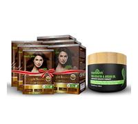 Herbishh Hair Color Shampoo 3 Boxes Travel Pack Combo + 1 Pro-Keratin Argan Hair Mask for Deep Conditioning & Hydration 3 in 1 Permanent Hair Dye Shampoo for Grey Hair (Light Brown)