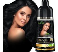 Herbishh Hair Color Shampoo for Gray Hair - Dye Shampoo-Colors in Minutes-Long-lasting colour 500 ML Ammonia-Free (Black)