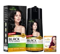 Herbishh Hair Color Shampoo for Gray Hair - Enriched Dye Formula - Long Lasting & DIY Conditioner (Black)