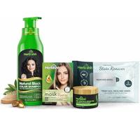 Herbishh Hair Colour Care Bundle | Natural Black Colour Shampoo + Pro Keratin & Argan Oil Hair Mask + Hair Colour Stain Remover Wipes | Ammonia-Free, Deep Conditioning & Easy Cleanup