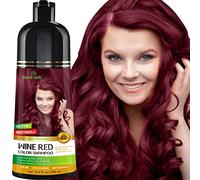 Herbishh Hair Colour Shampoo for Grey Hair, Wine Red, 500 ml, Ammonia-Free 3-in-1 Hair Dye Shampoo, Colours Hair in Minutes, Long-Lasting Colour
