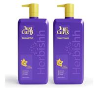 Herbishh Just Curls Coconut & Avocado Oil Infused Curly Hair Shampoo And Conditioner Set, Sulfate-free Vegan Kit For Curly Hair Care Women & Men Wavy, Curly Hair Products For Nourished Smooth Hairs
