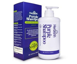 Herbishh Purple Shampoo for Blonde, Silver & Highlighted Hair, Eliminates Yellow & Brassy Undertones, Deep Cleansing Shampoo, Frizz Control & Color Protection, 100% Vegan 16.9 fl. Oz