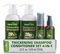 Herbishh Thickening Shampoo and Conditioner | Hair Growth Protector | Stimulating Essence Oil | Prevents Premature Hair Loss (4in1)