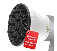 Herbishh Universal Hair Dryer Diffuser - Adjustable 3.5-8 cm, Rotary Clip for Curly & Wavy Hair, Even Heat, Reduces Frizz & Adds Volume, Heat-Resistant Air Hood for Effortless Curl Definition (White)