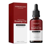 HERBORGANIC Rosehip Oil - Cold Pressed, Natural & Unrefined Bio Oil Scar Treatment - Hydrating & Moisturising Rosehip Oil for Face, Hair, Nails & Body - Vegan, Cruelty-Free Skin Nourishment