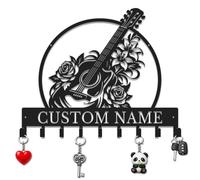 Herbraa Personalized Key Holder for Wall, Custom Metal Guitar Key Hooks with Name, Key Hanger Decor for Band Room, Gift for Musician with Mounting Hardware (Style-4)