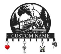 Herbraa Personalized Key Holder for Wall, Custom Metal Train Cabin Key Hooks with Name, Key Hanger Decor for Man Cave Office Bar, Gift for Engineer Driver Dad (Style-3)