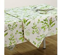 Herbs Table Runner, V End, Flower Rosemary Thyme Mint Green Purple Pink