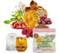 Herbshymn Liver Health Tea,Chrysanthemum Dandelionlea Goji Berry Cassia Seed 10 Traditional Chinese Ingredients Liver Formula, Cleanse Detox,Caffeine Free, Rose Flavor for Women & Men (15 Bags)