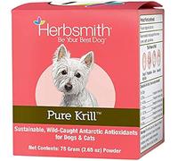 Herbsmith Pure Krill - Wild-Caught Antarctic Krill - Just 1 Ingredient - Astaxanthin for Dogs - Ready-to-Use Omega 3s - Alternative to Krill Oil for Dogs - 75g