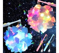 Herbst Pack of 2 Lantern Sticks, Multicoloured Lanterns, Craft Set for St Martin, DIY Homemade Lantern with Lantern Rod for Birthdays, Halloween, Christmas (Flower Butterfly)