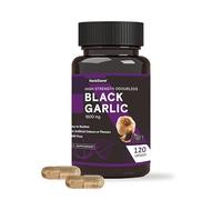 HERBSTONE Black Garlic Capsules 1500mg High Strength | 120 Odourless Vegetarian Capsules | Aged Black Garlic Extract Supplement | Supports Heart Health, Cholesterol & Circulation | UK Formula
