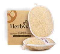 Herbvian Vietnamese Natural Loofah Exfoliating Body Scrubber Pads, 100% Plant-Based Shower Luffa Sponge, Bath Loofah for Women Men, 2-Pack