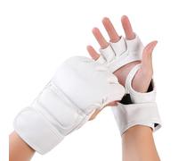 HERCHR 1 Pair Boxing Gloves for Men Women, Half Finger Punching Bag Open Palm Fighting Kickboxing Sparring Wrist Support Gloves for Boxing Kickboxing Martial Arts Muay Thai MMA Training (White)