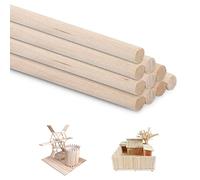 HERCHR 10 Pack Birch Wood Craft Sticks, 4mm Round, Unfinished, 30cm x 4mm
