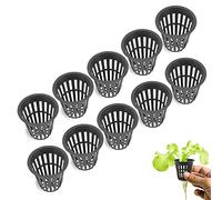 HERCHR 10pcs Hydroponic Planting Mesh Pot Net, Plant Grow Cup with Plastic Hydroponic Basket Cup for Garden Balcony Planting(Black)