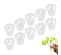 HERCHR 10pcs Hydroponic Planting Mesh Pot Net, Plant Grow Cup with Plastic Hydroponic Basket Cup for Garden Balcony Planting(White)