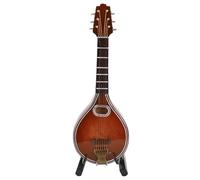 HERCHR 12cm/4.7in Mini Handmade Mandolin Instrument with Bracket, Elegant Handmade 8 Strings Mandolin Model Miniature Wooden String Miniature Instrument