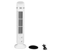HERCHR 15inch Portable Tower Fan for Table, Bladeless USB Tower Fan with Light for Room, Home, Office (White)