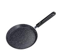 HERCHR 18cm/7.1in Flat Nonstick Frying Pan with 14cm/5.5in Wooden Handle, Egg Skillet Breakfast Frying Pan Omelettes Pancakes Grill Pan Cooking Cookware for Gas Stove Induction Cooktop (Black)