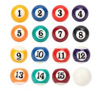 HERCHR 2.5cm Mini Pool Balls Billiard Set, 16PCS Resin Billiard Balls Set High End Pool Balls Pool Table Balls Set for Table Games, Travel and Family Fun
