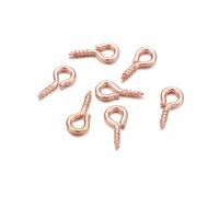 HERCHR 200 Pcs 4.5 X 10mm Eye Hooks, Heavy Duty Iron Eye Screws Threaded Clasps Hooks Eye Screws Open Eye Hooks for DIY Jewelry Crafts Projects(rose gold)