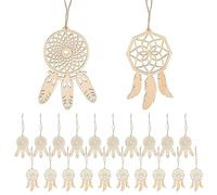 HERCHR 20Pcs Wooden Dream Catcher Kit, Christmas Tree Decorations and Ornaments Tassel Hanging Pendant for Home Shop Birthday Gift