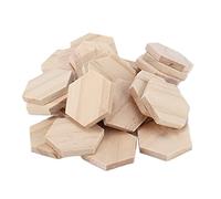 HERCHR 25Pcs Wooden Hexagon Pieces, 38mm/1.5inch Unfinished Hexagon Wood Craft Material
