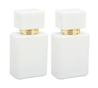 HERCHR 2Pcs Glass Spray Perfume Bottle, 30ml Large Capacity Golden Nozzle Empty Perfume Bottle Atomizer, Refillable Essential Oil Container for Travel, White