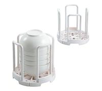 HERCHR 2PCS Retractable Plates Organizer, Adjustable Draining Storage Rack Multifunctional Plate Organizer Plain Simple Support Bracket for Restaurant Kitchen Utensils (White)