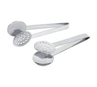 HERCHR 2Pcs Stainless Steel Round Tea Bag Tongs Squeezer Holder, Multi-Purpose Tea Bag Pliers, Easy to Use, No More Burned Fingers
