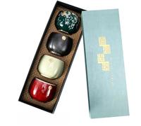 HERCHR 4Pcs Ceramic Japanese Sake Set Ceramic Japanese Tea Cup Teacups in Lovely Gift Box Kung Fu Teaware Sake Cup Chinese Style Chinese Asian Tea Mug with Box for Drinking