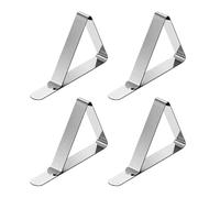 HERCHR 4PCS Tablecloth Clips, Heavy Duty Picnic Table Cloth Clips, Stainless Steel Table Cloth Cover Clamps Triangular Table Cloth Holders Clips for Tables with a Thickness of Less Than 6cm
