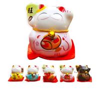 HERCHR 5 PCS Cute Mini Cat Figures Good Luck Fortune Cats Car Dashboard Decor Collectible Figurines 1.6 X 1.4inch Lucky Fortune Feng Shui Statue for Car Table Shelf