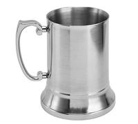 HERCHR 560ml Beer Mug Double Walled Coffee Mug with Handle Stainless Steel Tea Cup Juice Cold Drink Cup Double Wall Beer Tankard for Restaurants Bars Hotel