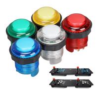 HERCHR 5Pcs Arcades Push Buttons, 28mm/1.1in Red Yellow White Green Blue Professional LED Illuminated Non Lock Self Reset Switches Buttons for Game Machine (12V)