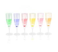 HERCHR 6 Pcs Plastic Champagne Flutes,Liquid Activated Light Up Champagne Flutes LED Wine Champagne Flute's Luminous Cocktail Wine Goblet Light Up Colour Changing Champagne for Wedding,Christmas