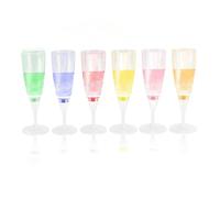HERCHR 6 Pcs Plastic Champagne Flutes Liquid Activated Light-Up Champagne Flutes LED Wine Goblets Luminous Cocktail Goblets with Colour-Changing Light for Wedding, Christmas