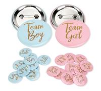 HERCHR 60 Pieces Gender Reveal Buttons Pins,Boy Girl Pinback Button Pins English Pattern Round Decorative Button Pins Party Gender Reveal Badge