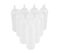 HERCHR 8oz 240ml 10pcs Plastic Condiment Squeeze Bottle for Sauce Oil Cream Vineger, 1.9 x 7.5 in(White)