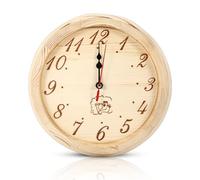 HERCHR 9" Wood Grain Round Wall Clock Sauna Wall Clock Silent Not Tickling Wooden Wallclock Sauna Timerclock for Saunaroom Home Office Bedroom Kitchen Saunaaccesorries