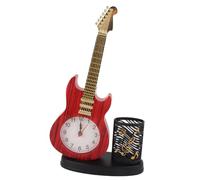 HERCHR Alarm Clock with Pen Holder,Pencil Sharpener Guitar Alarm Desk Clock 6.1x2x9.8in Small Battery Operated Home Office Desk Decoration