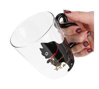 HERCHR Animal Glass Cat Mug Funny Coffee Mug 300ml 10.5Oz Glass Coffee Tea Cup with Handle Ice Cream Latte Cappuccino Borosilicate Glasses Clear Whiskey Milk Cat Cup for Women Men