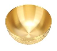 HERCHR Antique Brass Decorative Bowl, Golden Fruit Bowl with Carved Design, 4.9x2.4in