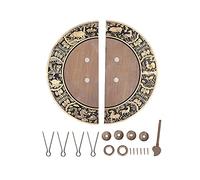 HERCHR Antique Cabinet Door Lock Set Antique Brass Round Plate Pull Handle 5.5x5.5in Classic Chinese Door Hardware Furniture Pull for Wardrobes Cabinet Drawers Jewelry Box Home Decor